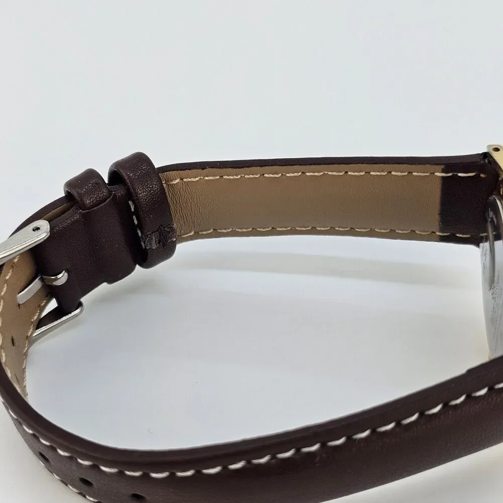 VTG Timex Men's Watch 32MM Gold Dial DayDate New Brown Leather Bands New Battery